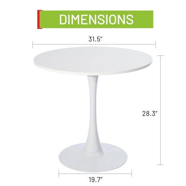 FurnitureR 31.5  Mid-Century Round Dining Table for 2-4 People with Pedestal Base for Home Office Living Room Kitchen Leisure, 31.5 inches, White - new Online