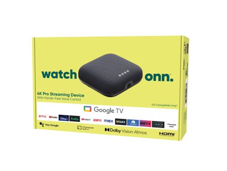 onn. Google TV 4K Pro Streaming Device (New, 2024), 4K UHD resolution, Dolby Vision & Dolby ATMOS, Hands-Free Voice Control, Smart Hub - open_box Online Hot Sale