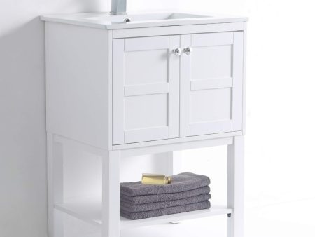 Fine Fixtures Brooklyn Vanity 24  Wide -2 Door Shelf, White, with Sink - new For Cheap