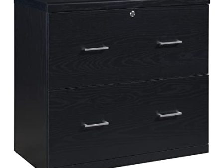 OSP Home Furnishings Alpine 2-Drawer File Cabinet with Lockdowel Fastening System, Lateral, Black - new Supply