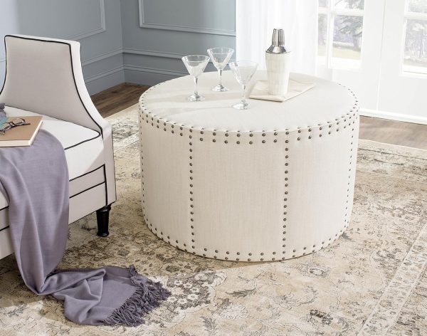 Sherri Cocktail Ottoman with Nail Heads - Safavieh - open_box Online Sale