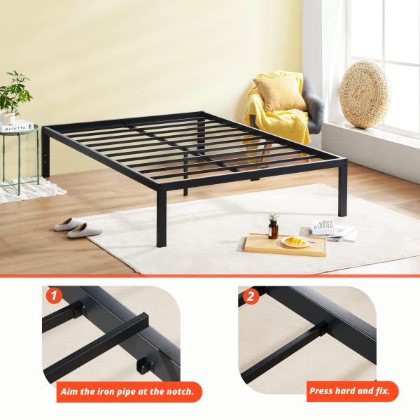 PrimaSleep 18 Inch Tall Metal Bed Frame Dura Steel Slat Anti-Slip Support No Box Spring Needed Black Twin, - open_box Sale