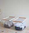 Wire Basket - Two Sizes - Steel + Wood For Sale