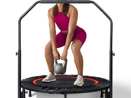 40  48  Foldable Mini Trampoline for Adults 450 600 LB Rebounder Trampoline with Adjustable Foam Handle for Home Gym Small Exercise Trampoline for Indoor or Garden Workout - open_box For Cheap