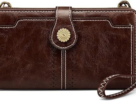 S-ZONE Wristlet Wallets for Women Crossbody Cell Phone Purse RFID Blocking Vegan Leather Clutch Purses with 2 Straps - new Hot on Sale