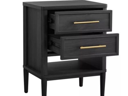 Better Homes & Gardens Oaklee 2 Drawer Nightstand for bedroom ,Charcoal Finish - new Discount