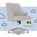 Serta - Leighton Modern Upholstered Home Office Chair with Memory Foam - Cloud Gray - Woven Fabric - open_box Fashion