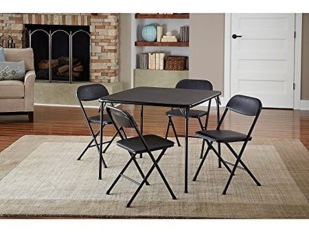 5-Piece Card Table Set Low-Maintenance And Long-Lasting Powder-Coat Frame Finish, Black - new Discount