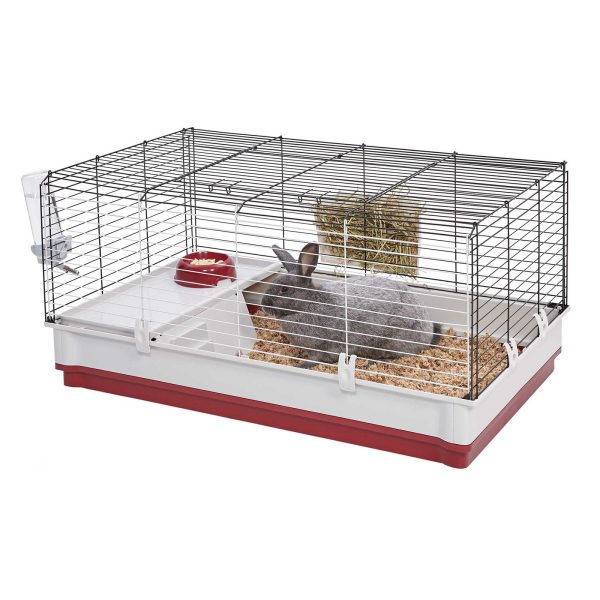 Midwest Homes for Pets Deluxe Rabbit & Guinea Pig Cage, X-Large, White & Red; 47.2 x 19.7 x 23.6 Inc - open_box on Sale