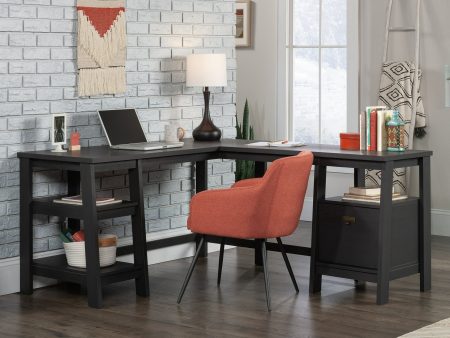 Sauder Trestle Transitional L-Shaped Writing Desk, Raven Oak Finish - new Fashion