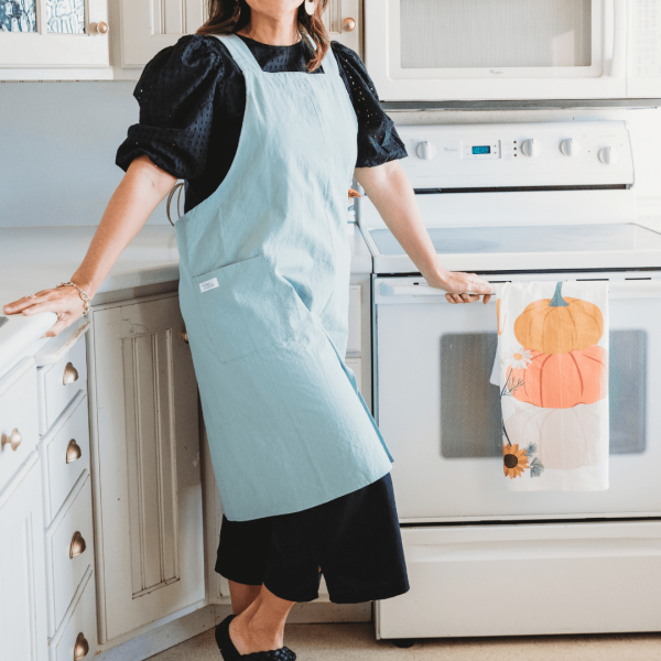 Cross Back Apron - Twilight Turquoise Cheap