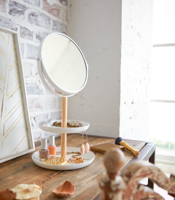 Two-Tier Jewelry Tray With Mirror - Steel + Wood For Discount