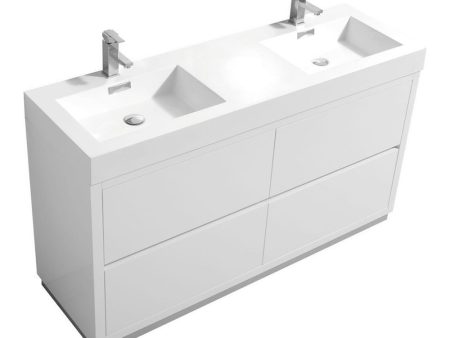 KubeBath Bliss 60 in. Free Standing Double Sink Modern Bathroom Vanity on Sale