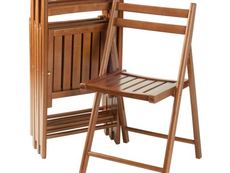 Winsome Wood Robin 4-PC Folding Chair Set, Teak - new For Sale